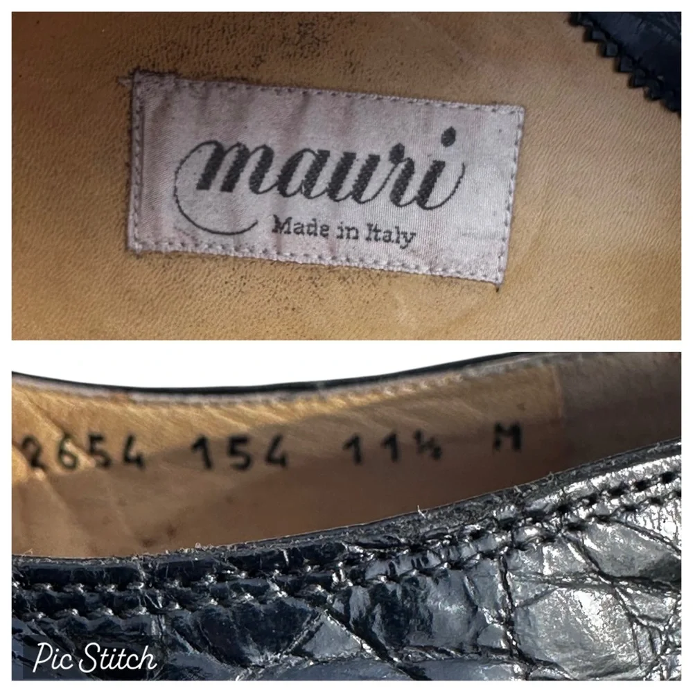 Mauri Alligator Leather Derby Shoes Lace Up Black US 11 1/2 11.5 Medium Vintage